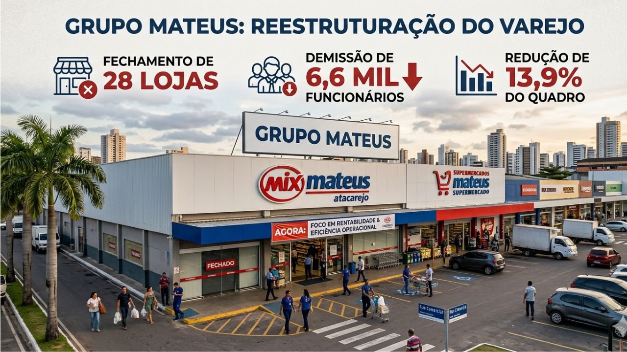 Grupo Mateus fechou 28 lojas e demitiu 6,6 mil funcionários entre 2025 e 2026. Entenda os motivos da reestruturação da gigante do varejo.